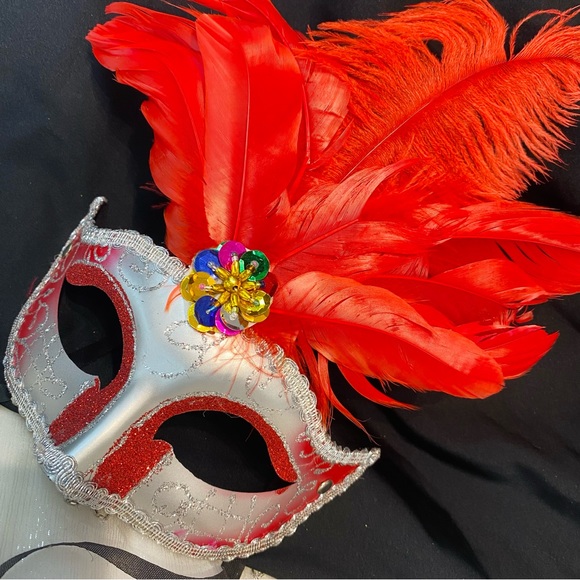 Venetian Carnival Mardi Gras Party Feather Women Masks Masquerade Costume - Picture 2 of 3